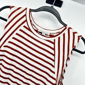 Burnt Orange & White‎ Green Envelope Tank Top Striped Sleeveless Casual Women's